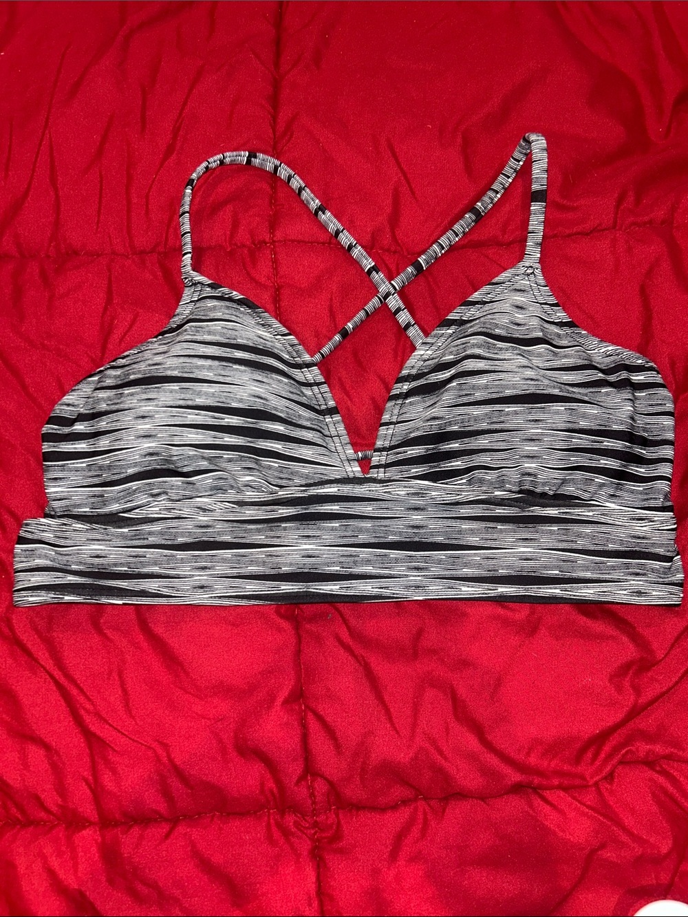 Athleta Striped Black & White Bikini Top | Size S